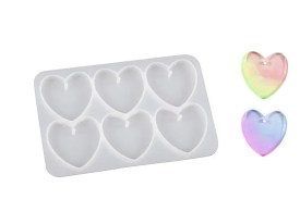 Molde silicona 6 aritos corazones